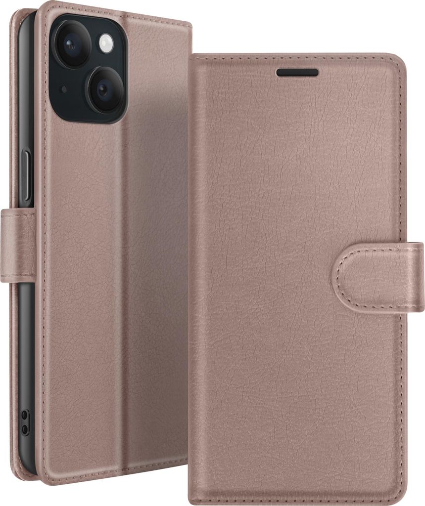Zanaé, Klappetui iPhone 15 mit Magnetverschluss & Kartenfächern, Maulwurfsgrau