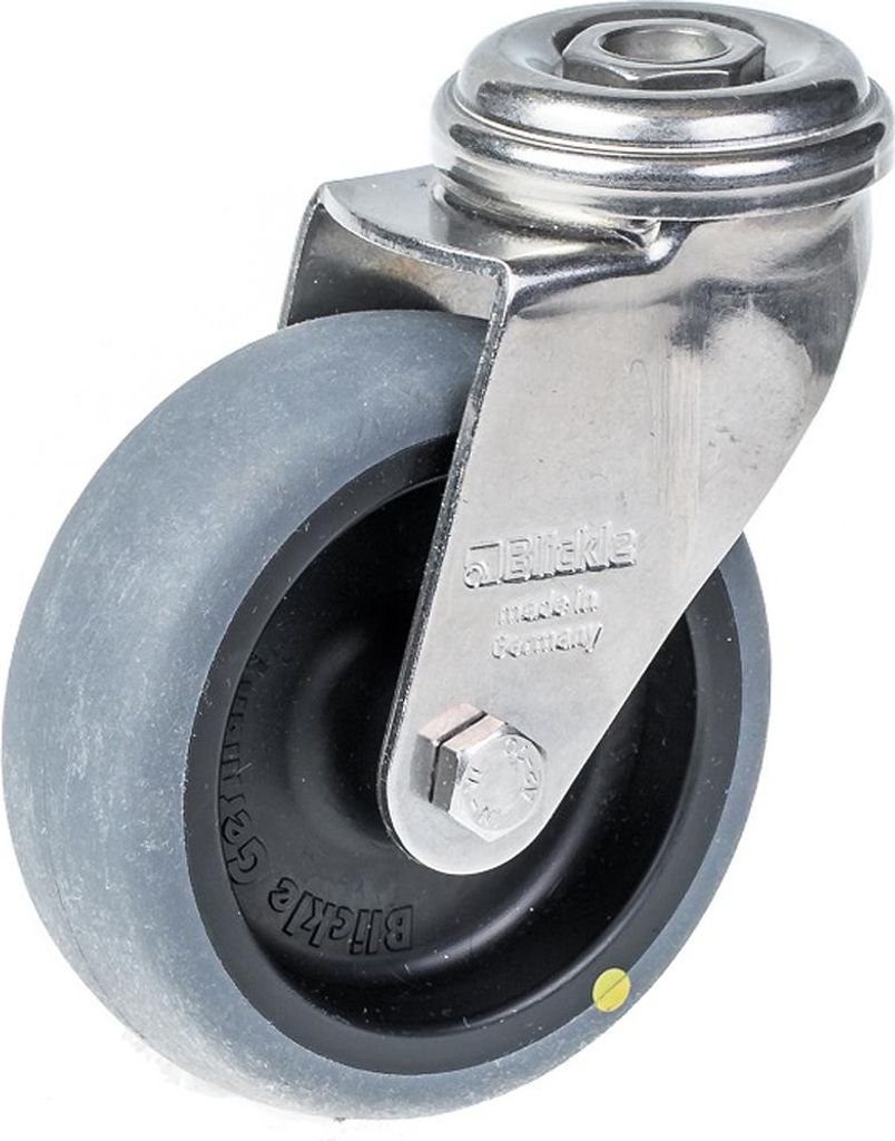 75-mm-Edelstahl-Lenkrolle mit grauem, elektrisch leitfähigem Thermoplast