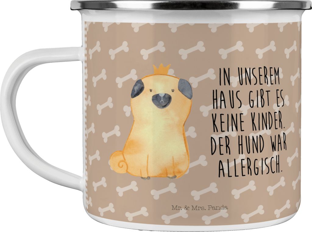 Mr. & Mrs. Panda Emaille Tasse Mops Krone - Hundeglück - Geschenk, Teetasse, Haha, Königlich, blechbecher, Hund, Lustig, Pott, becher, Sprüche, ...