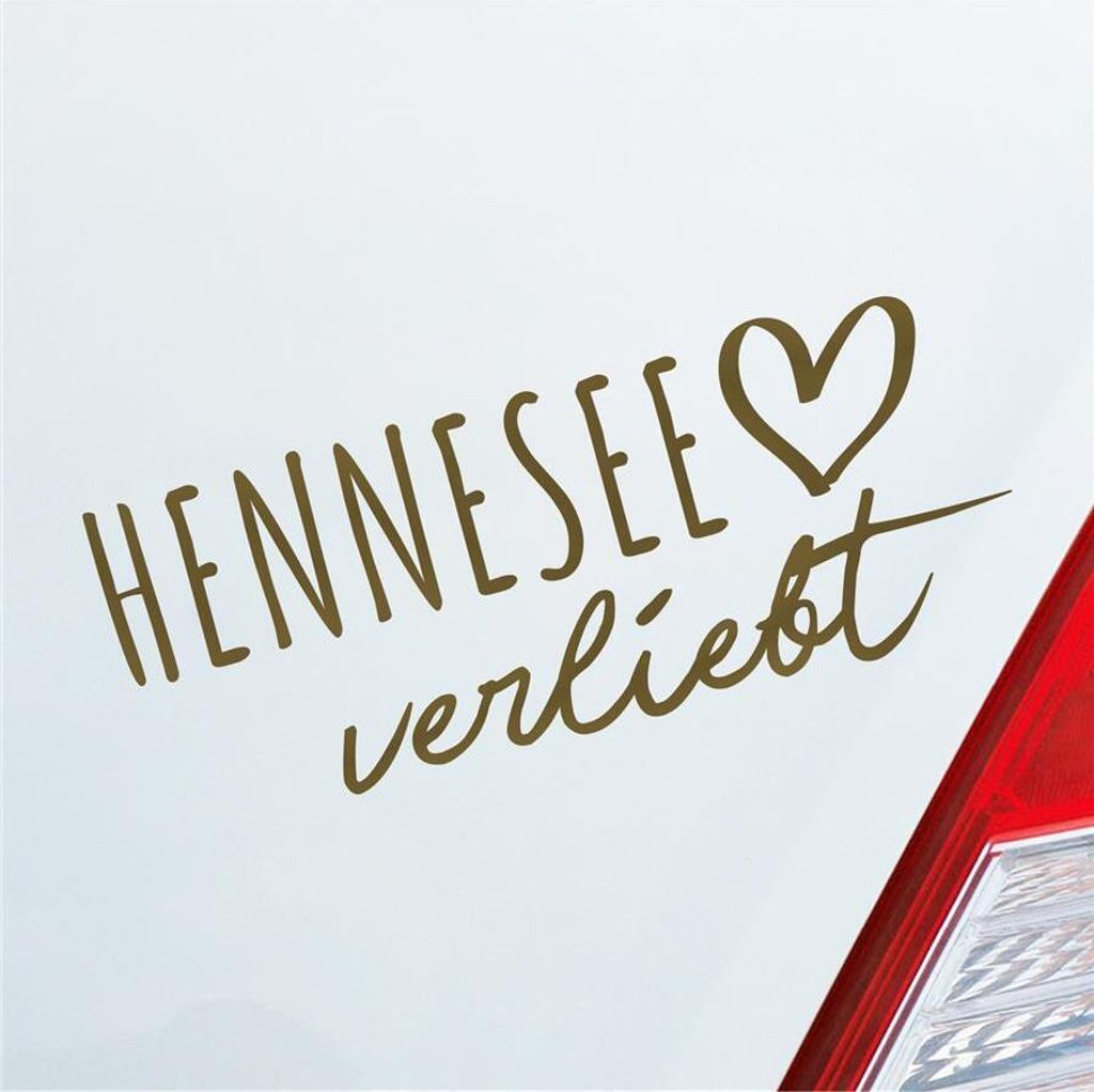 Auto Aufkleber Hennesee verliebt Herz See Sea Liebe Car 19x8 cm Gold Sticker Heckscheibenaufkleber