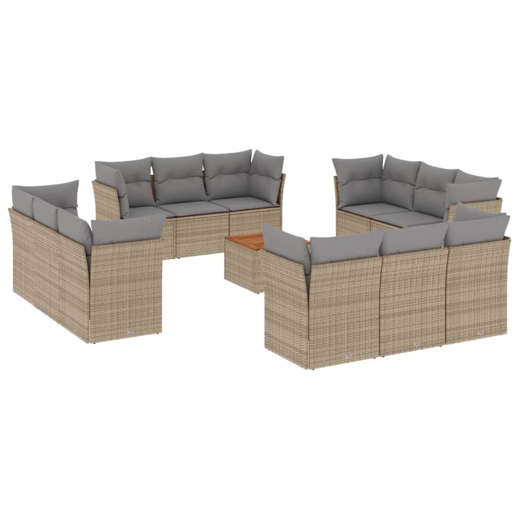 "WINTER SALE" 13-tlg. Garten-Lounge-Set - elegantes Design - Sitzgruppe/Gartengarnitur - mit Kissen Beige Poly Rattan - Terassenmöbel NeuMöbel996904