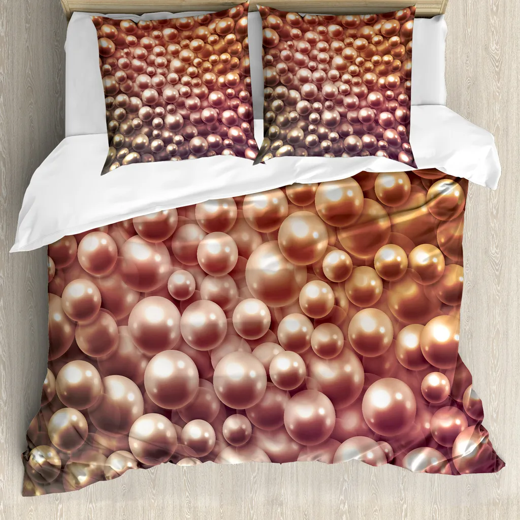 Copripiumino ABAKUHAUS Pearls 155x220cm Marrone Antiacaro con Federe