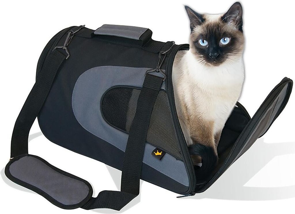 Animals&Car 170001, Fester Transportbox, Handtasche zum Tragen von Haustieren, Katze, 9 kg, Frontlader, Schwarz, Grau