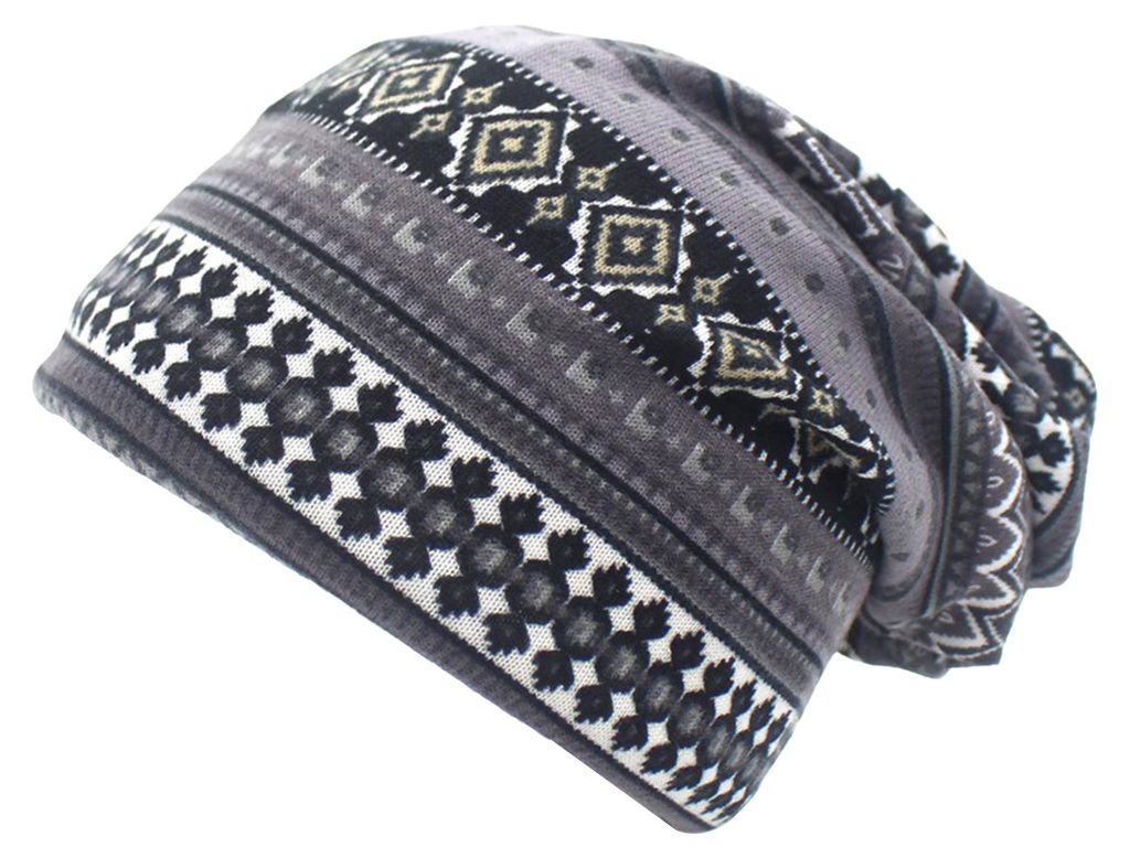 Uni-Strickmütze mit Vintage-Print, locker geschnitten, warm, dehnbar, für Damen und Herren, ideal für den Winter und Outdoor-Aktivitäten.