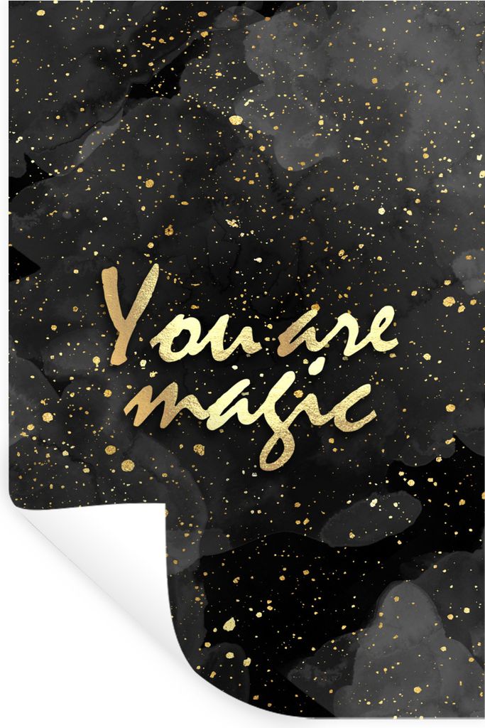 MuchoWow Wandtattoo Wandsticker Wandaufkleber Zitate - Magie - Gold - Schwarz 40x60 cm Selbstklebend und Repositionierbar - Wierderverwendbar - S...