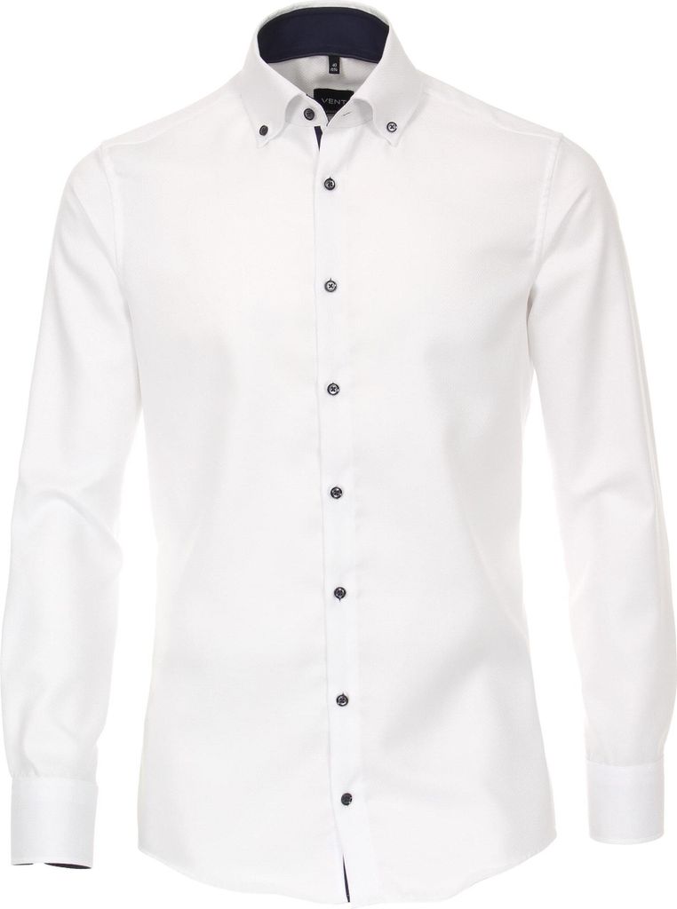 VENTI Herren Businesshemd Langarm Button-Down Modern-Fit Weiß 38