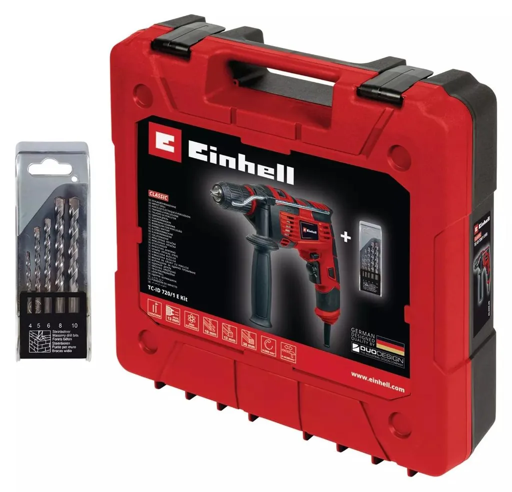 Kit perceuse à percussion Einhell TC-ID 720/1 E avec coffret 4259846 - 4