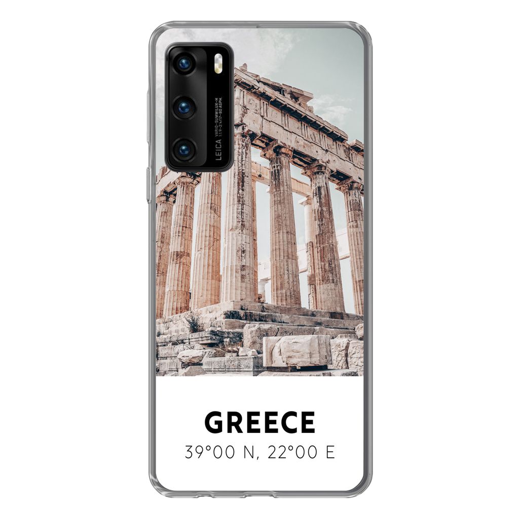 MuchoWow Handyhülle Schutzhülle Hülle für Huawei P40 Griechenland - Tempel - Athen Silikon Softcase Handy Hülle - Handytasche