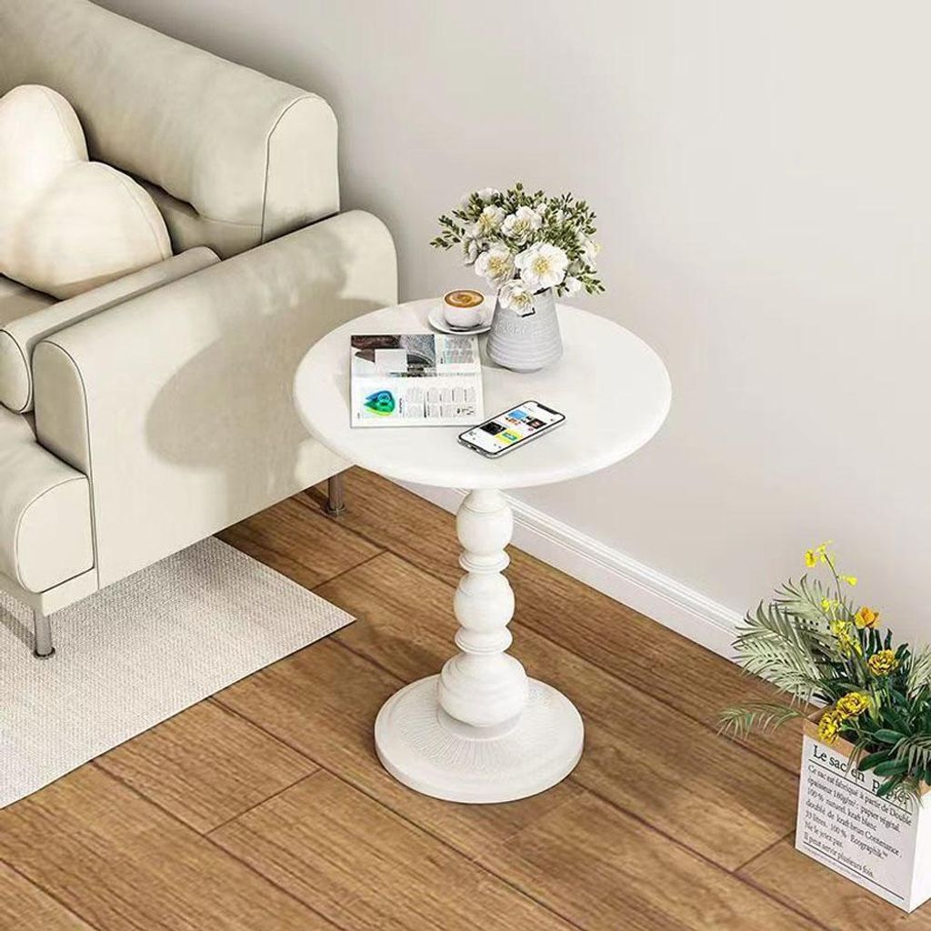 Vintage kleiner Teetisch Rundtisch Wohnzimmer Minimalistisch couchtisch Weiß 【FGCJ2659-BAI】