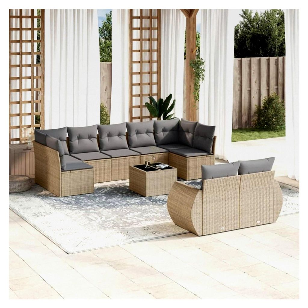 Gartenlounge Set, Bequemes Sitzerlebnis mit gepolsterten Kissen, Modulares Design, Poly Rattan, Sitzgruppe für den Außenbereich
