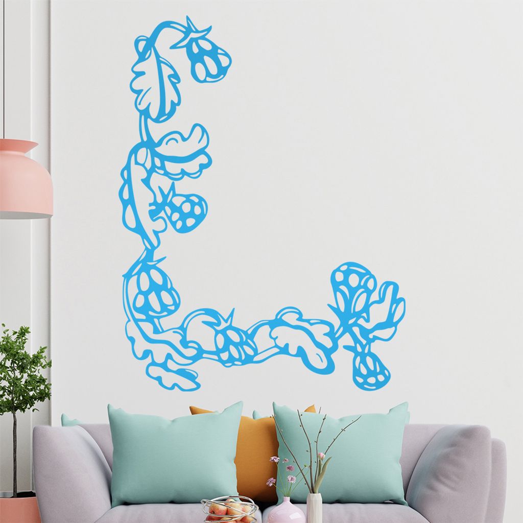 Blumen - Ranken Wandtattoo in 6 Größen - Wandaufkleber Wall Sticker - Dekoration, Küche, Wohnzimmer, Schlafzimmer, Badezimmer