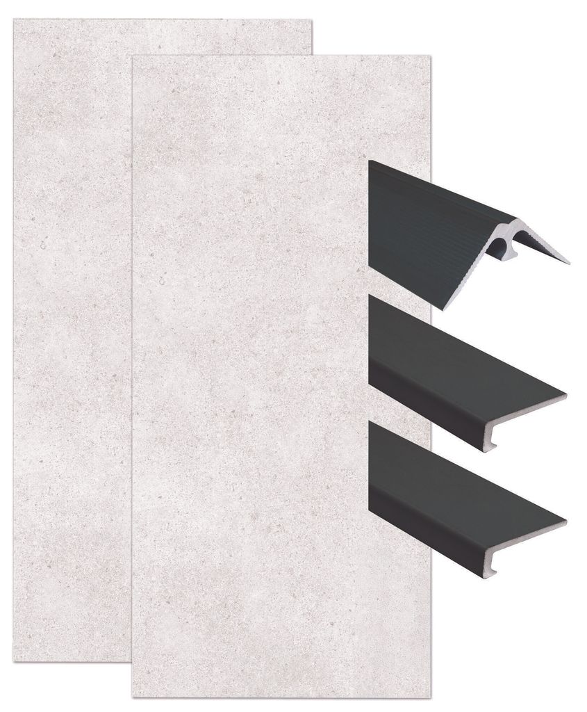 ONDEE ZEN – Komplettes Montageset für Terrazzo-Wandpaneele 120 cm – inklusive schwarzem Profil