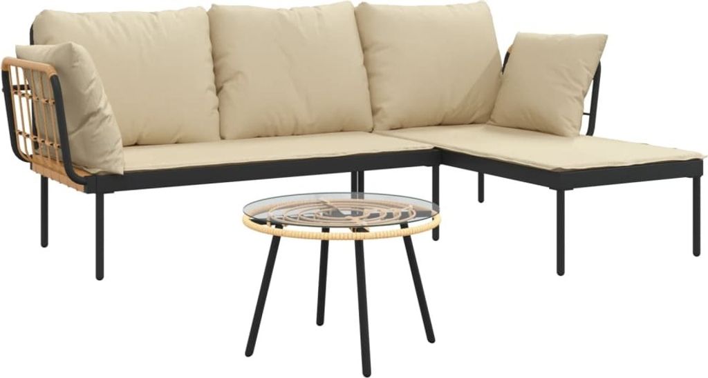 vidaXL vidaXL - 3-pièces - Lounge-Set - avec - coussin - Image du produit 