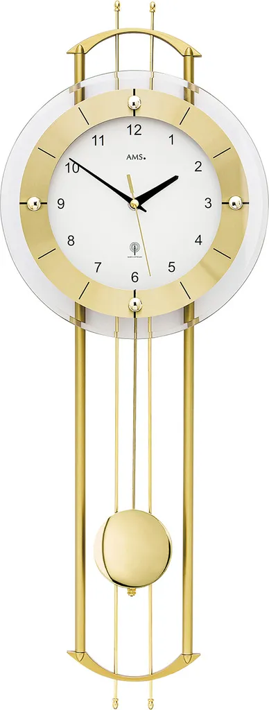 Horloge à balancier radiopilotée AMS 5257 - Grand format bois 68 cm