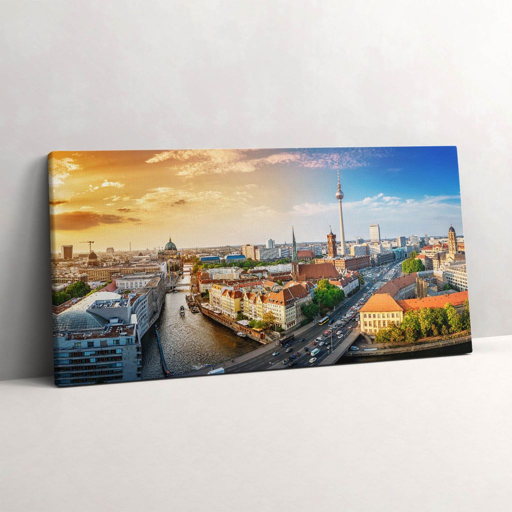 Ansicht von Berlin – Leinwandbild Wandbild – 140x70 cm – Leinwandbilder – Wandbilder – Schlafzimmer – Flur