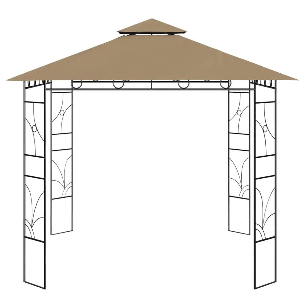 Abri de jardin contre le soleil Pavillon 3x3m Taupe Toile Renforcée