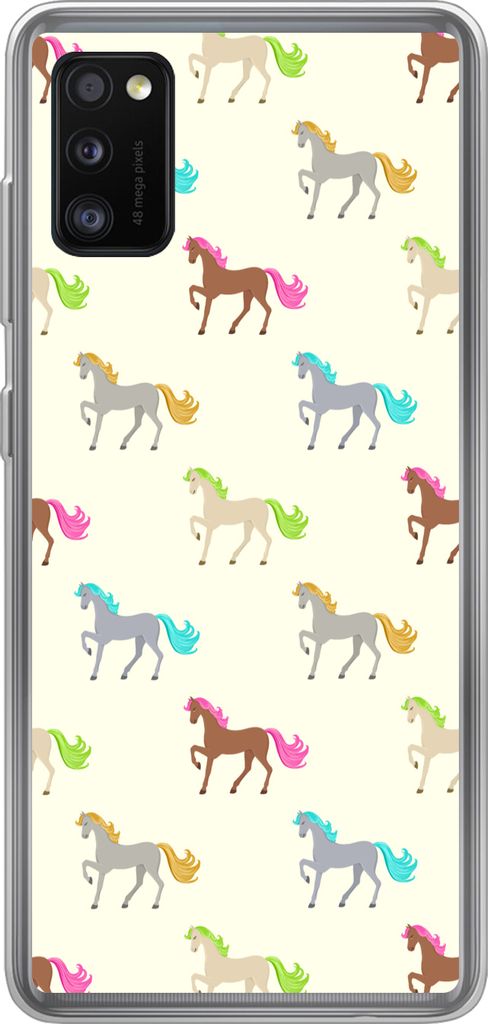 MuchoWow Handyhülle Schutzhülle Hülle für Telefoonhoesje Samsung Galaxy A41 Mädchen - Pferde - Muster - Mädchen - Kinder - Kinder Silikon S...