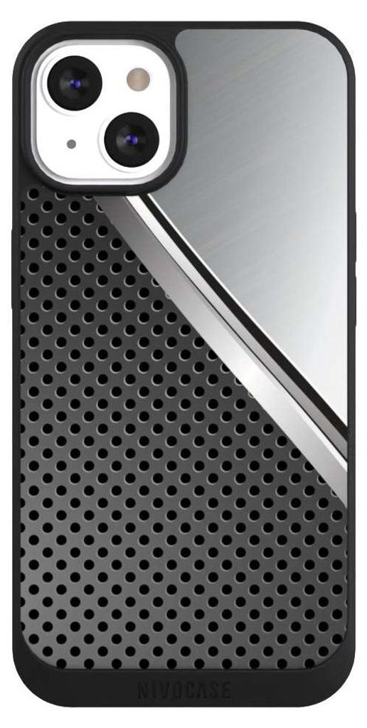 NIVOCASE Handyhülle für Apple iPhone 13 Hülle NIVOpure Case Schwarz Carbon Metall Stahl