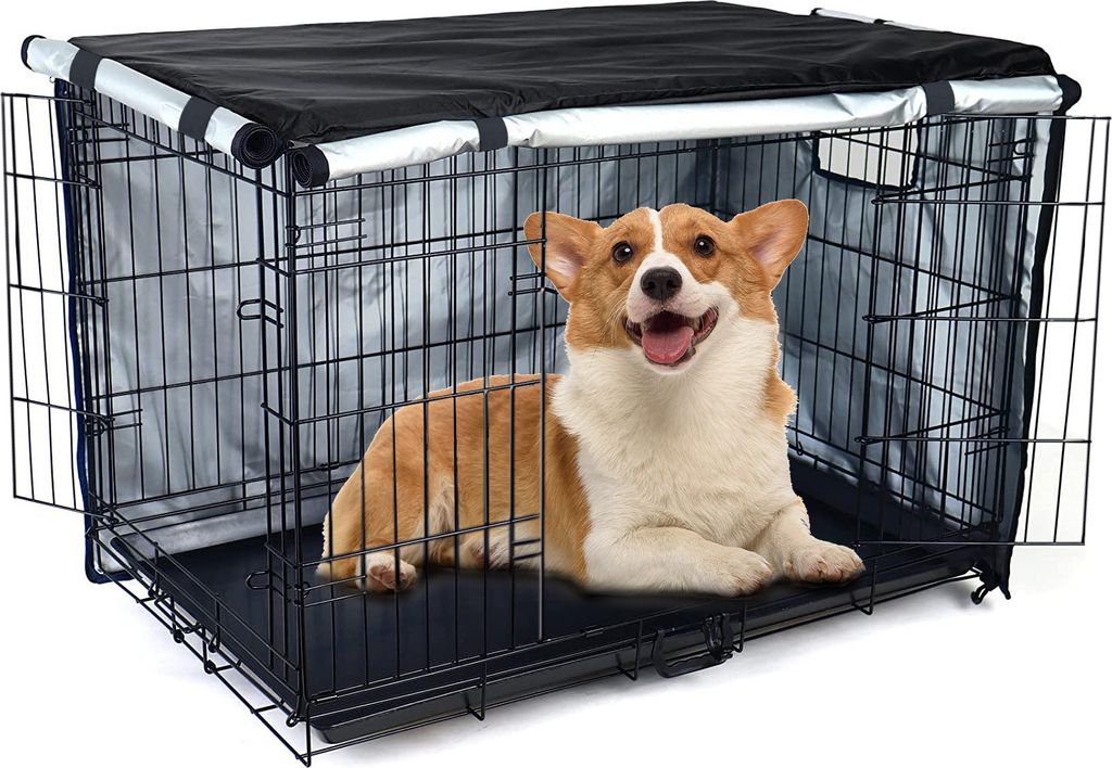 Hundekäfig Abdeckung, Multifunktionaler Lichtdichter Abdeckung Hundekäfig, Langlebiger Wasserdichter Und Winddichter Dog Cage Abdeckung 125x79x84cm