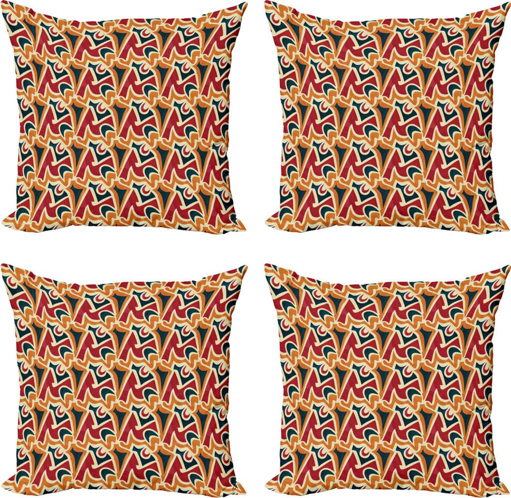 ABAKUHAUS Abstrakt Kissenbezug Set (4 Stück), Chaotisches Graffiti-Kunst, Moderner Doppelseitiger Digitaldruck, 50 cm x 50 cm, Mehrfarbig