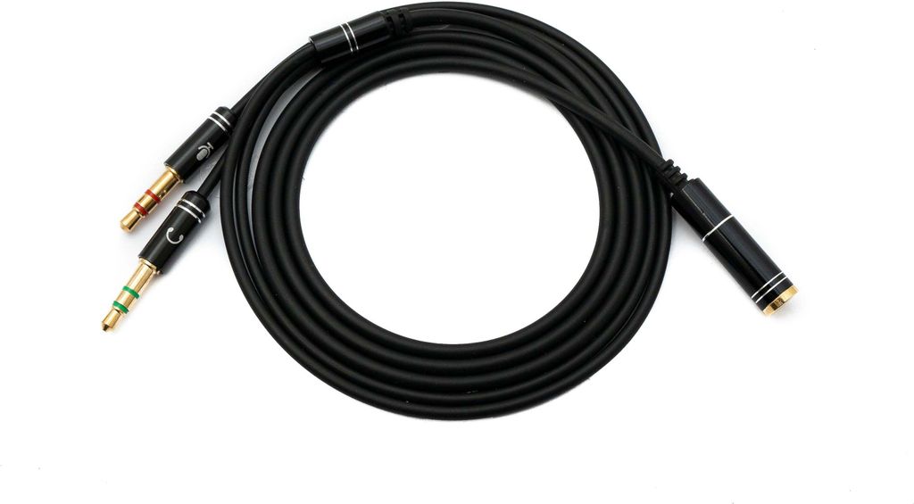 SYSTEM-S Audio Y Kabel 100cm Stereo AUX Klinke 3,5mm Buchse zu 2x Stecker Adapter Schwarz