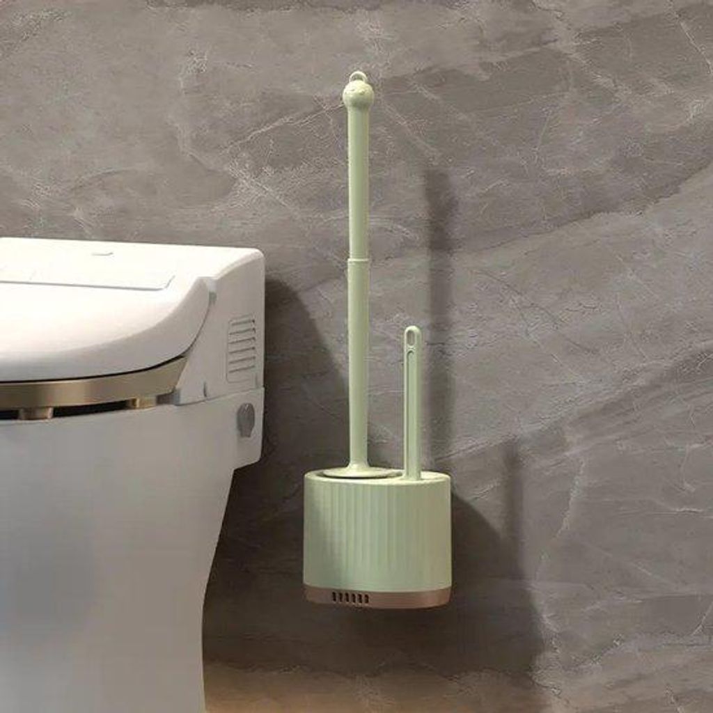 Lichtgroene Wandmontierte Toiletborstel mit Luxehalter für Badkamern