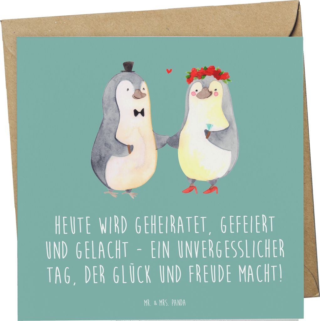 Mr. & Mrs. Panda Grußkarte Hochzeitsfeier Freude - Produktbild 