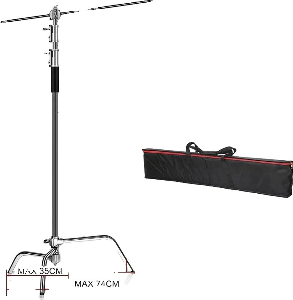 Fotografie C-Stand Lichtstativ, verstellbares Gleitsystem, langlebiger Edelstahl, 26M mit Tasche