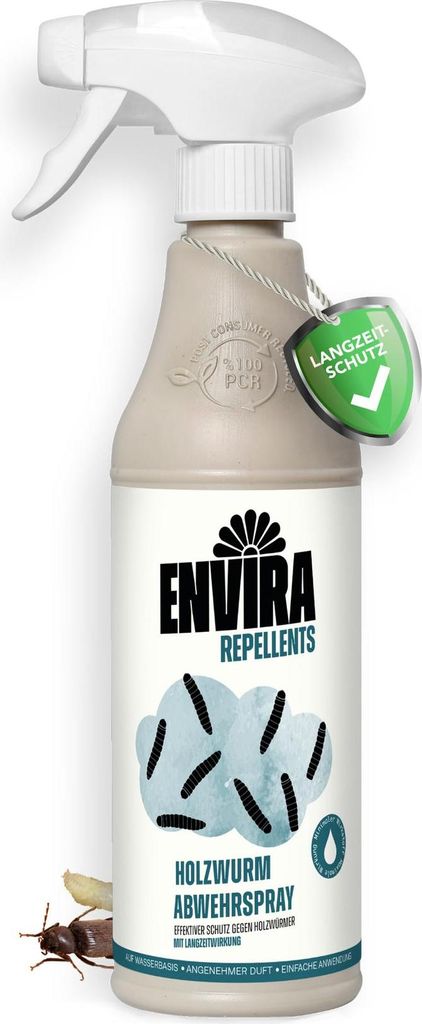 Envira Holzwurm Abwehrspray 500ml - Spray mit Langzeitwirkung gegen Holzbock & Holzwurm