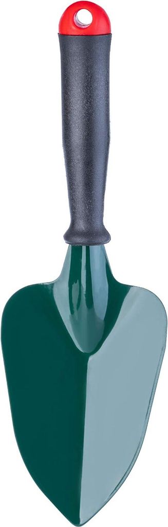 Metall-Blumenkelle mit ergonomischem Kunststoffgriff für die Gartenarbeit (grün)