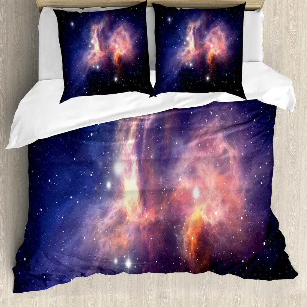 Copripiumino Queen Size Galassia 100% Cotone: Set 3 Pezzi Con 2 Federe, Motivo Universo Sognante, Cerniera - 5