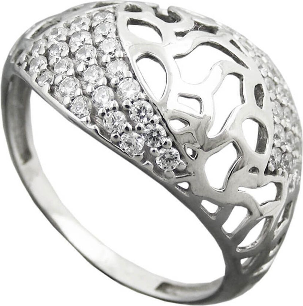 Ring Damenring mit vielen weißen Zirkonia gewölbt 925 Silber, Ringgröße:Innenumfang 55mm Ø17.5mm