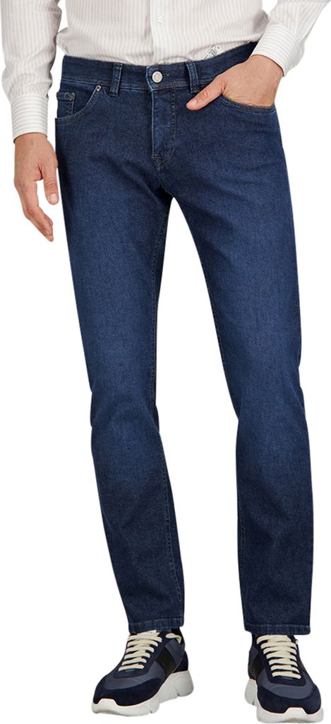 Gardeur Hose blau einfarbig Baumwolle