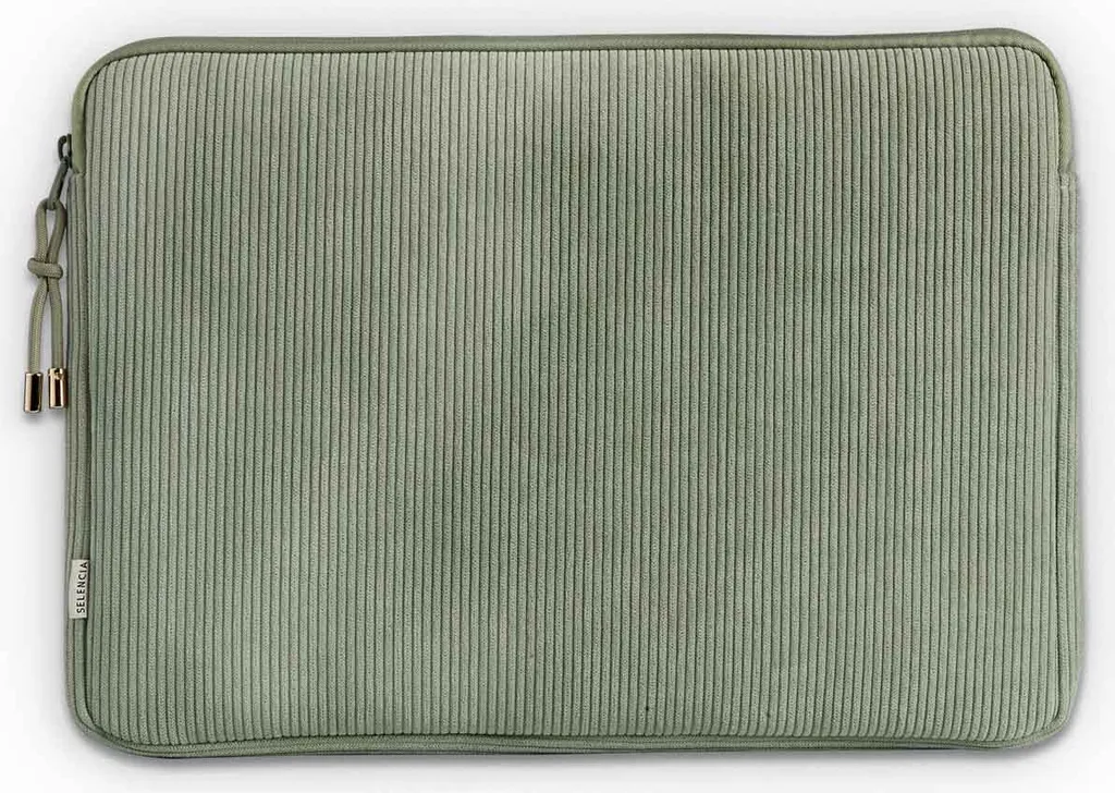 Selencia Cord Laptop Sleeve 13-14 pollici - Custodia per computer portatile - Crema Pistache