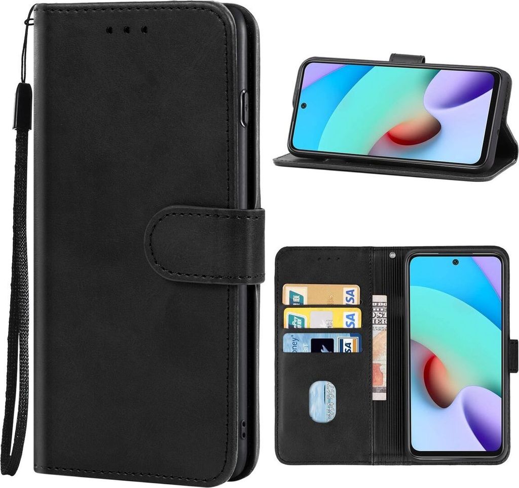 König Design Hülle kompatibel mit Xiaomi Redmi 10 2022 Kunstleder Handyhülle - Handy Case Schwarz