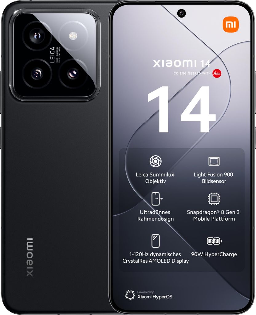 Xiaomi 14 Schwarz 12 Gigabyte 512 Gigabyte Produktbild 