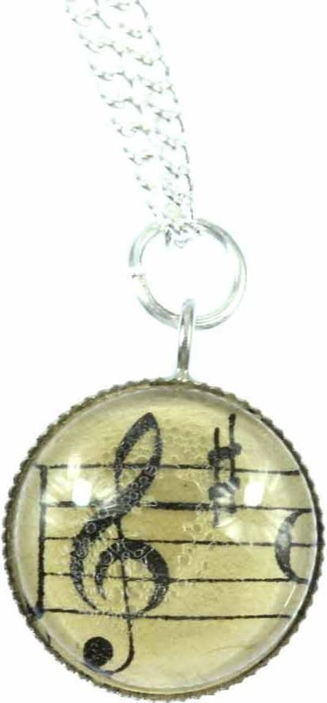 Notenkette Cabochon Kette Miniblings Violinschlüssel Gliederkette versilb. 45cm