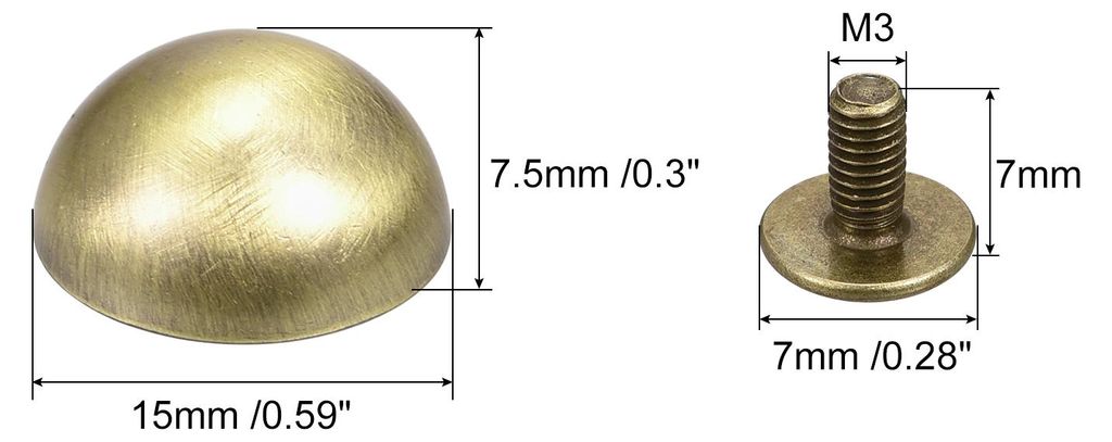 20 S?tze 15x7,5mm Runde Nieten Taschenfš¹?e Pilznieten Metallnieten Nieten mit Schraubverschluss, Solide Rundkopf Ledernieten Schraubnieten Hohlr...