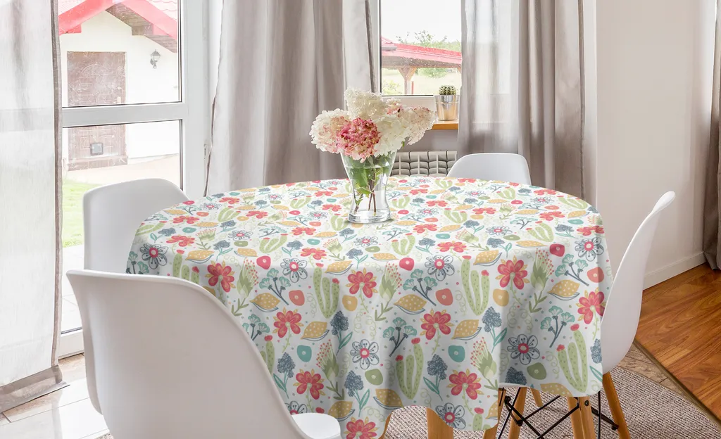Tovaglia Rotonda 150 cm ABAKUHAUS Flora Arsty | Lavabile e Resistente