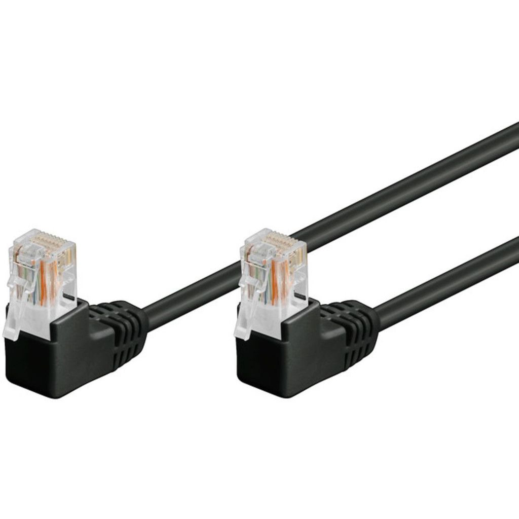 goobay Patchkabel Cat 5e U/UTP 2 x 90° gewinkelt schwarz Produktbild 