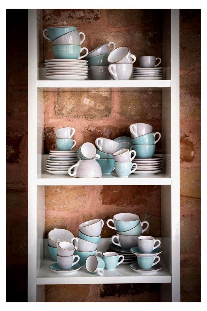 Vintage Nature Aqua, 8-teiliges Geschirrset für 4 Personen, Kaffeetassen Set aus Porzellan, spülmaschinen- und mikrowellengeeignet, hergestellt i...