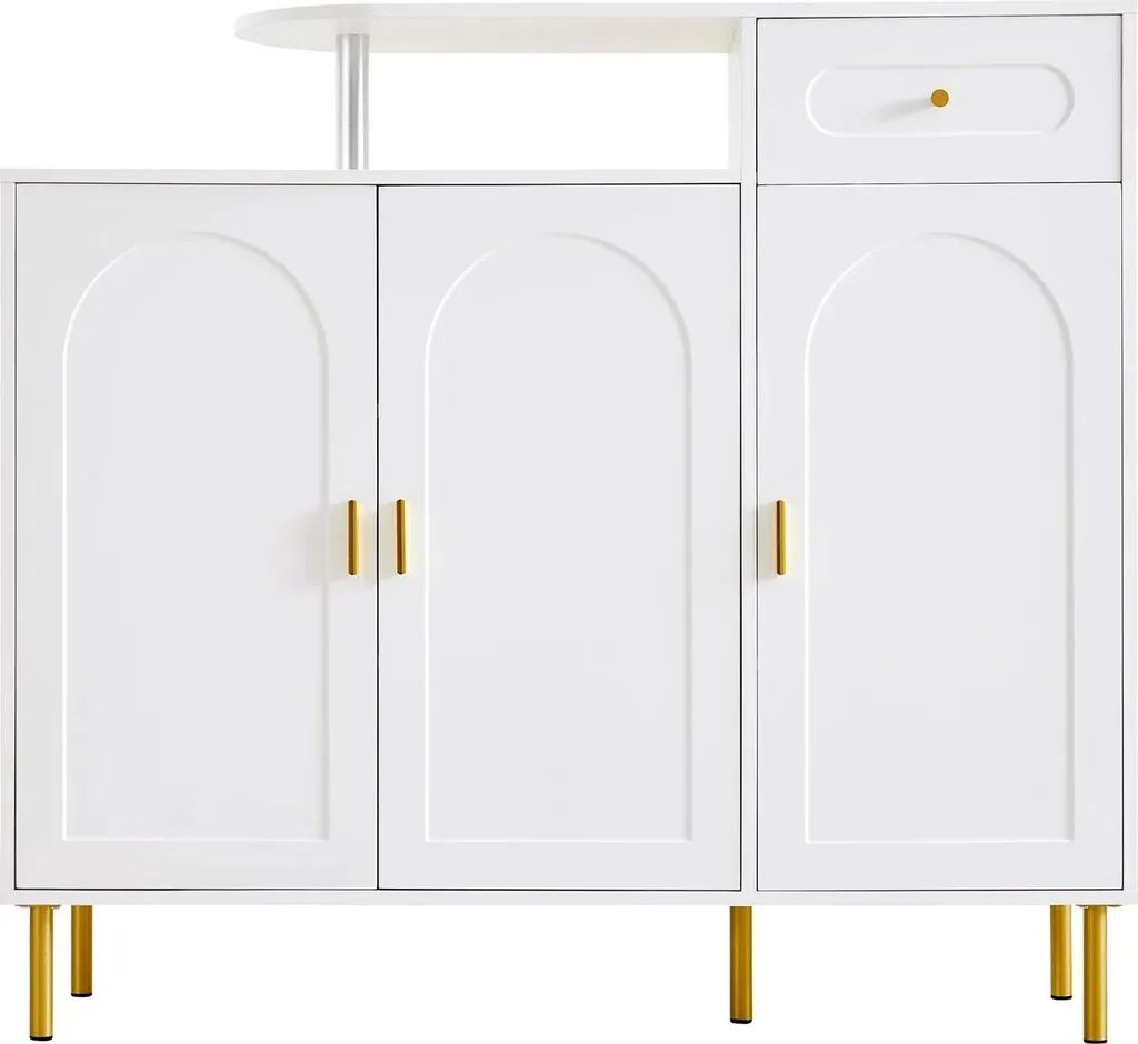 Meuble à chaussures design blanc avec 6 abattants de rangement 120cm