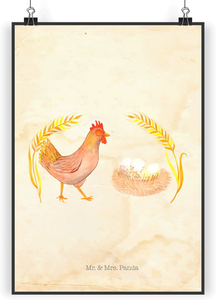 Mr. & Mrs. Panda Bild Huhn Stolz DIN A5 - Vintage - Geschenk, Bauernhof, Hof, wandkunst, Eier, Wandbild, Schwangerschaft, wanddeko, Plakat, Spruch,...