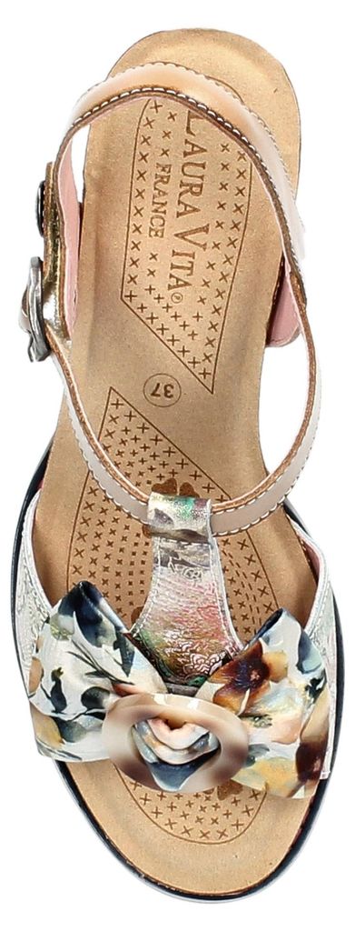 Laura Vita Damen Sandalette mit T-Riemen Schleife und runder Schnalle Decbyo 24, Größe:37 EU, Farbe:Beige