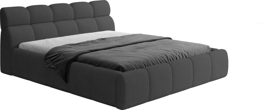 DomoHome Polsterbett GIULIA, Gepolstertes Bett, Komfortbett, Schlafbett mit Polsterung mit Integrierter Bettkasten, Verstellbarem Kopfteil und LED-...