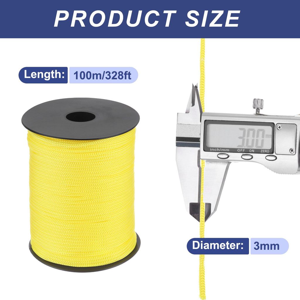 Polypropylen-Seil 3mm Polypropylenseil 10Om PP Flechtleine Textilseil Leine Nylonschnur Schnur Rei?feste Rope Kunststoffseil fš¹r W?scheleine Cam...
