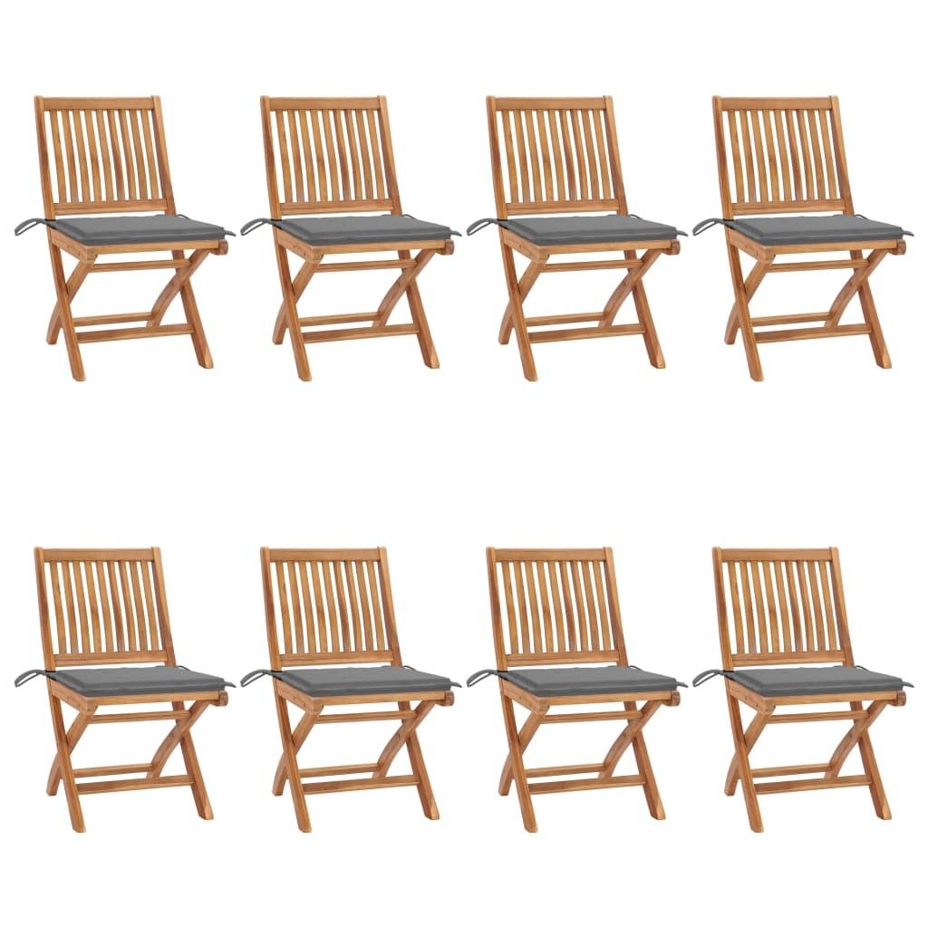 Klappbare Gartenstühle mit Kissen 8 Stk. Massivholz Teak