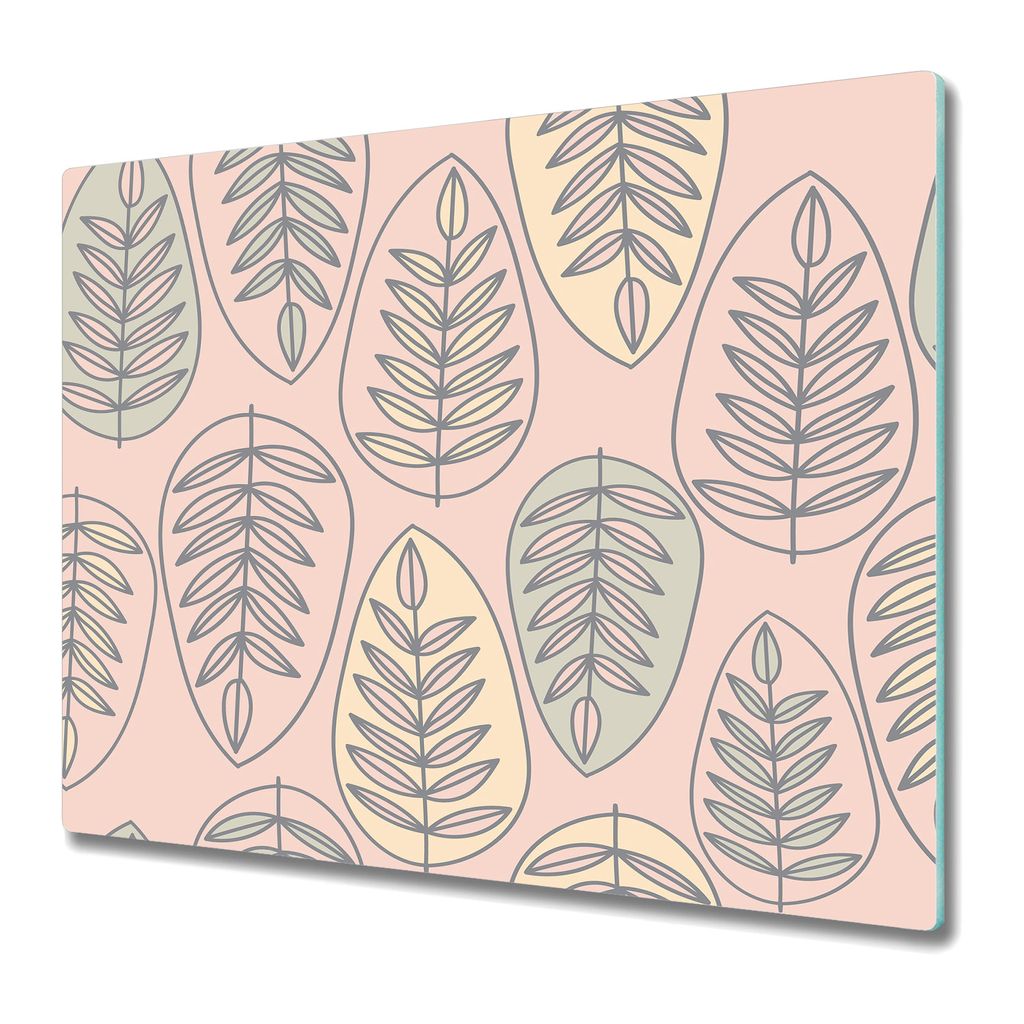 Küchenteller - Schneidebrett Glas - Herdabdeckung - Pink Leaf Art