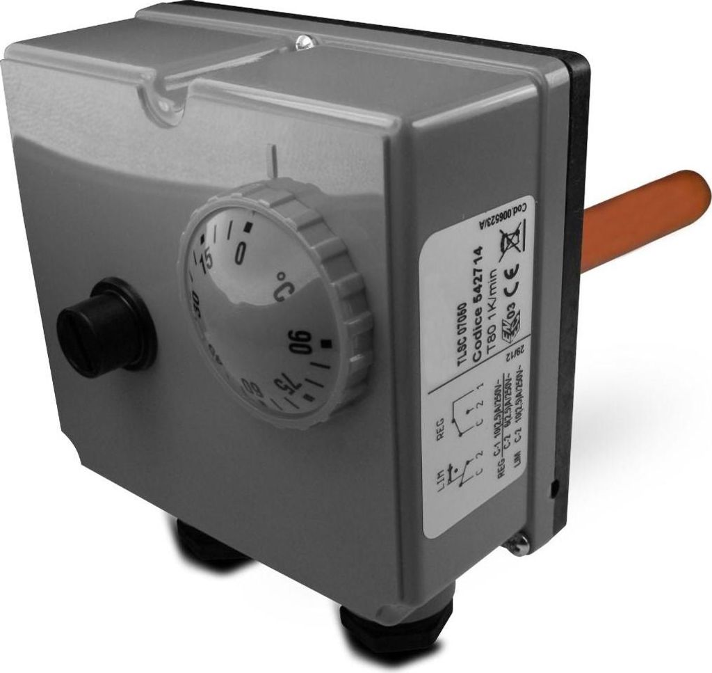 Doppel-Tauchthermostat 0–90°C mit STB 90–110°C – Messing R1/2", IP40, manuell & automatisch
