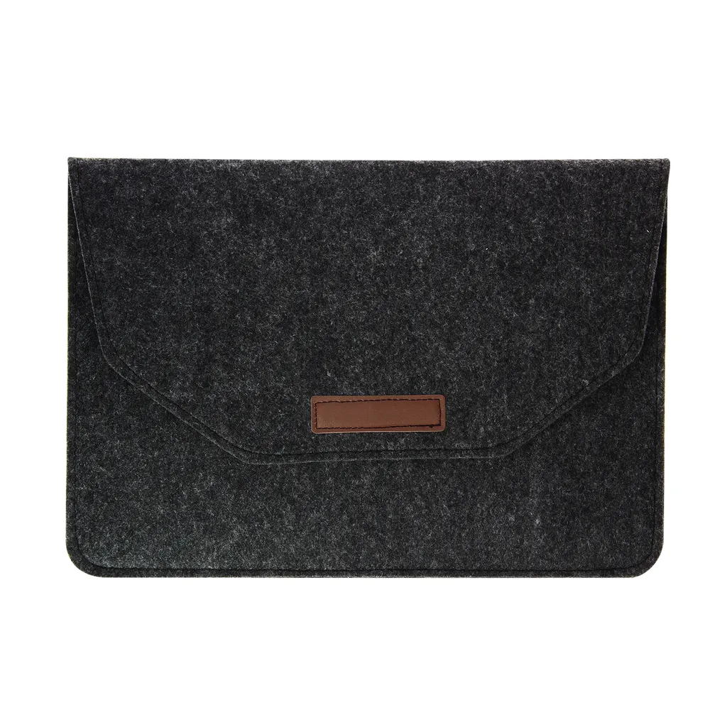 custodia per laptop e tablet da 13'' in feltro di lana con fodera morbida - Nero